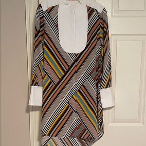 Elegant Striped Women's Blouse with White Accents